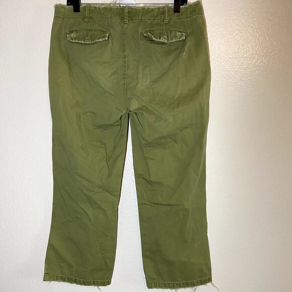 VTG J. Crew Chino Pants 100% Cotton Flat Front Slash Pocket Low Rise Green 10 - Picture 4 of 4
